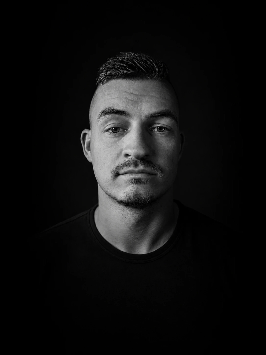 A low-key light photography of Daniel